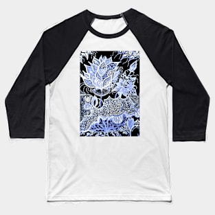 Blue Lotus Illustration Baseball T-Shirt